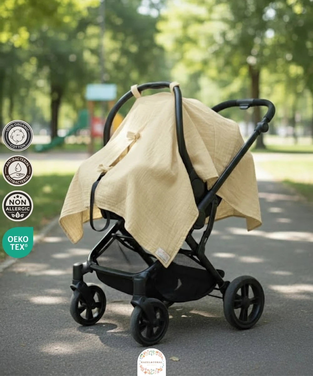 Çift Katlı Müslin Puset Örtüsü %100 Doğal Pamuklu Sarı main variant image