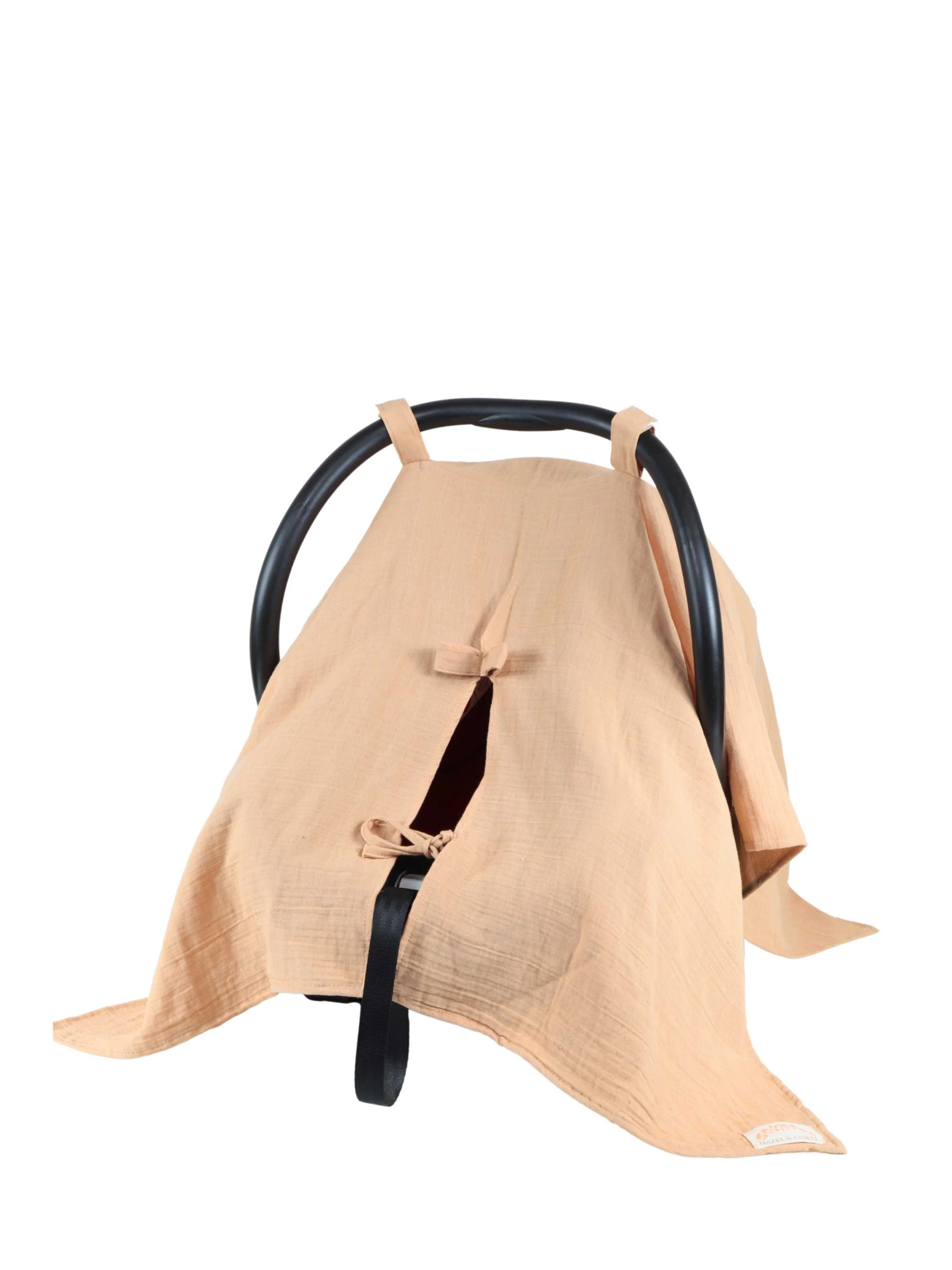 Çift Katlı Müslin Puset Örtüsü %100 Doğal Pamuklu Bej main variant image