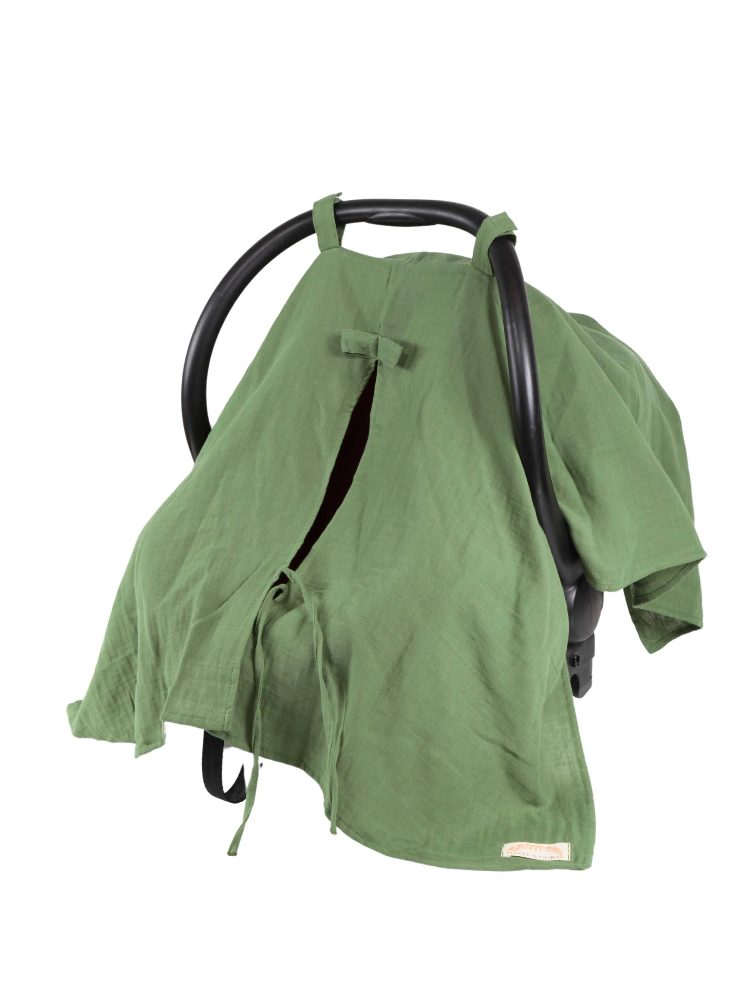 Çift Katlı Müslin Puset Örtüsü %100 Doğal Pamuklu Zümrüt Yeşili