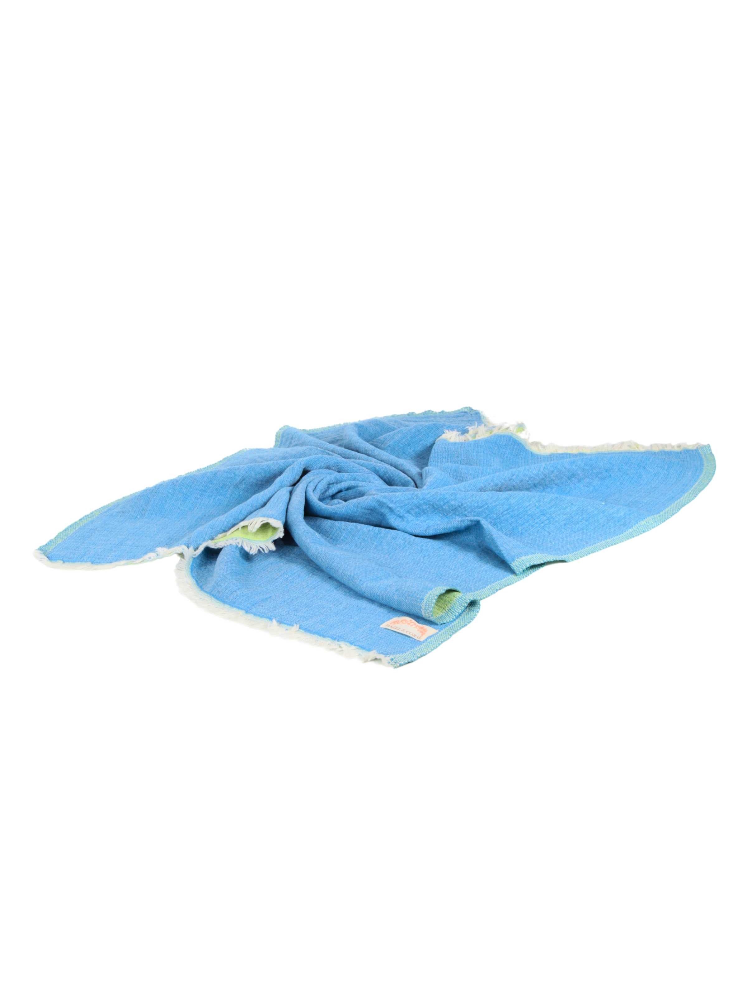 3 Katlı Müslin Bebek Örtüsü & Battaniyesi Mavi & Yeşil