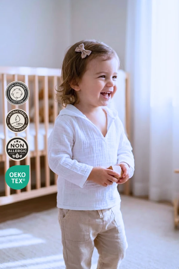 Kapüşonlu Uzun Kollu Üst Beyaz main variant image