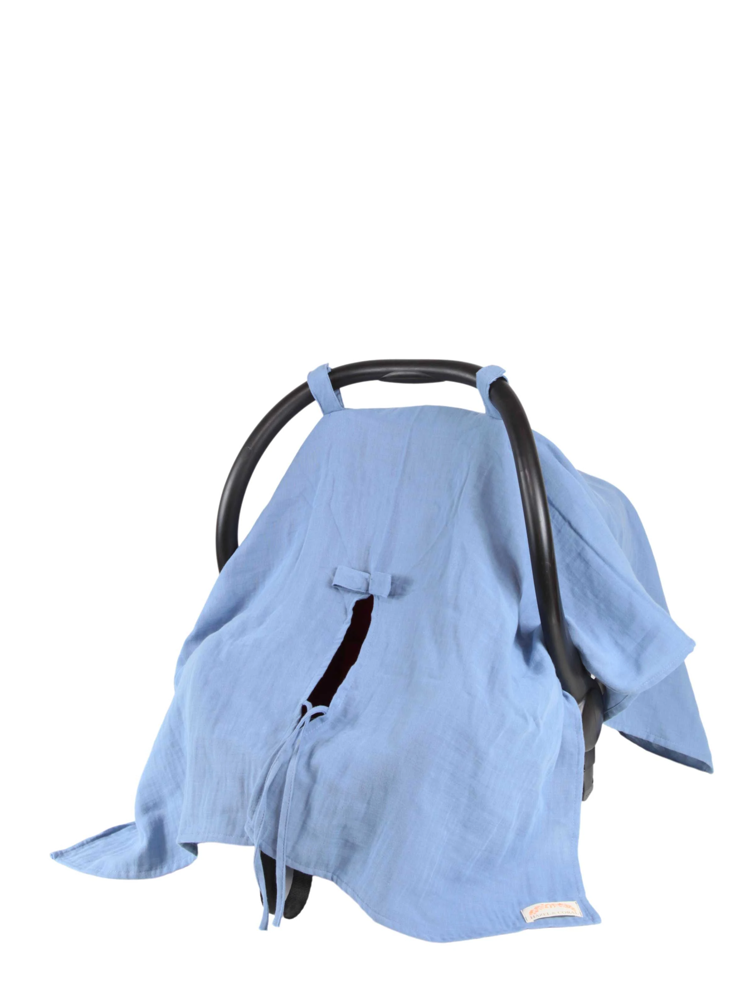 Çift Katlı Müslin Puset Örtüsü %100 Doğal Pamuklu Indigo Mavisi main variant image