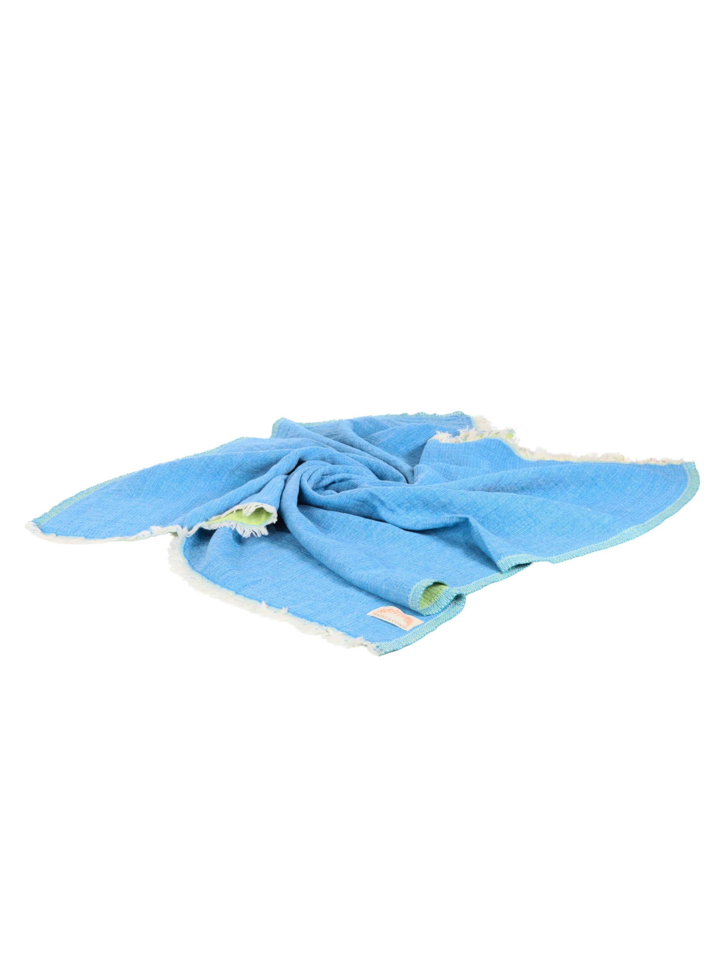 3 Katlı Müslin Bebek Örtüsü & Battaniyesi Mavi & Yeşil