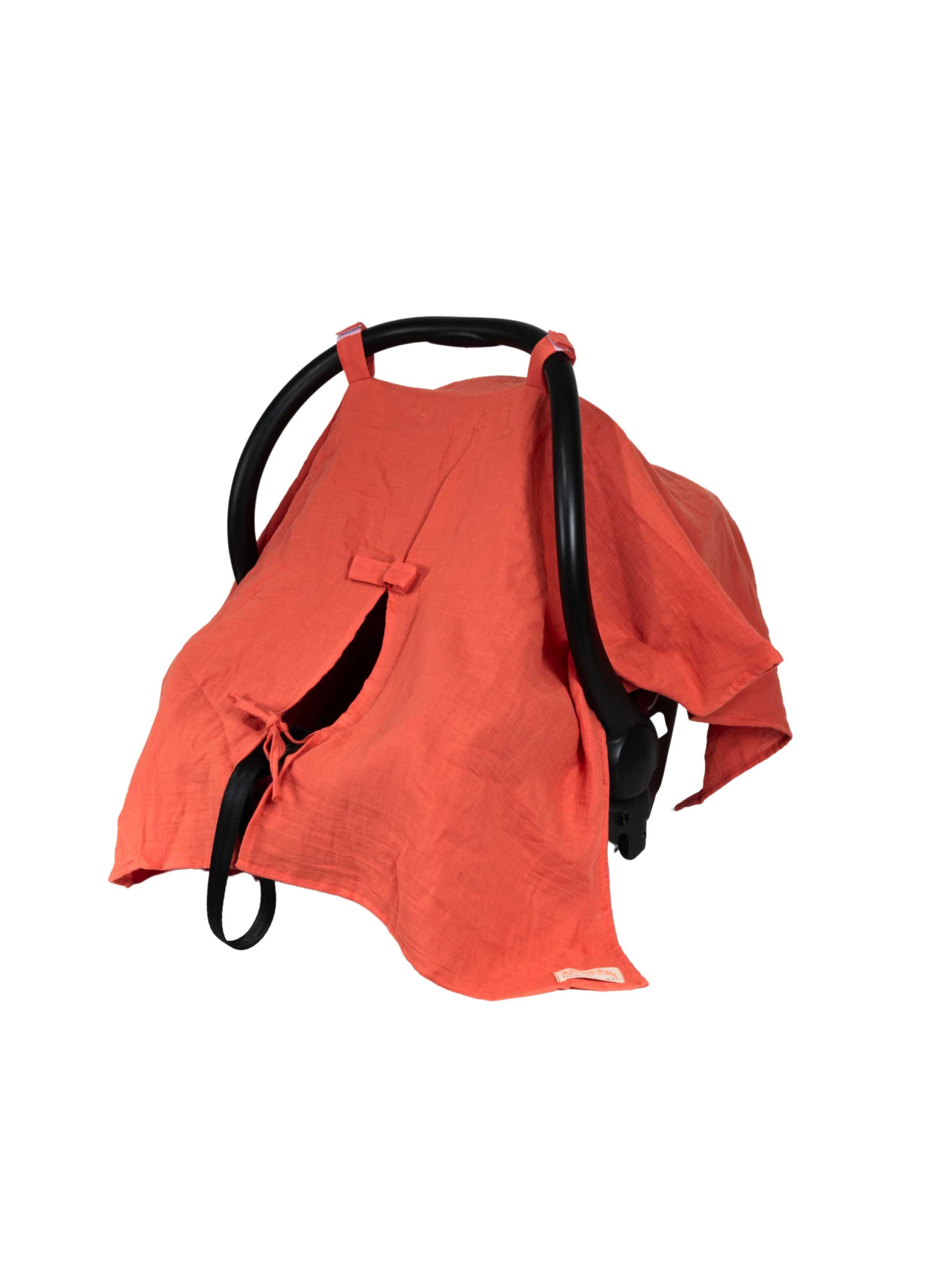 Çift Katlı Müslin Puset Örtüsü %100 Doğal Pamuklu Turuncu main variant image