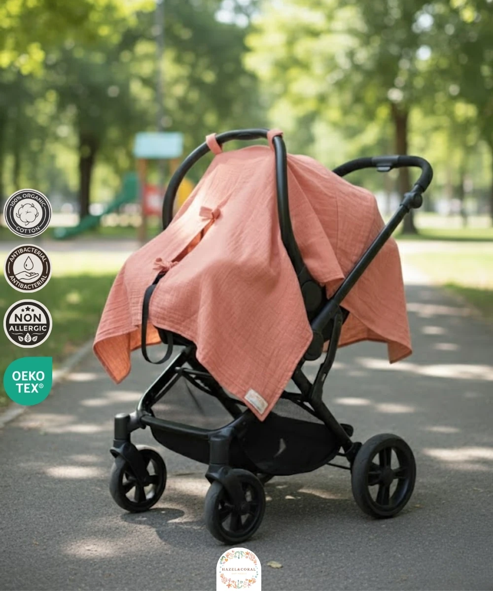 Çift Katlı Müslin Puset Örtüsü %100 Doğal Pamuklu Turuncu main variant image