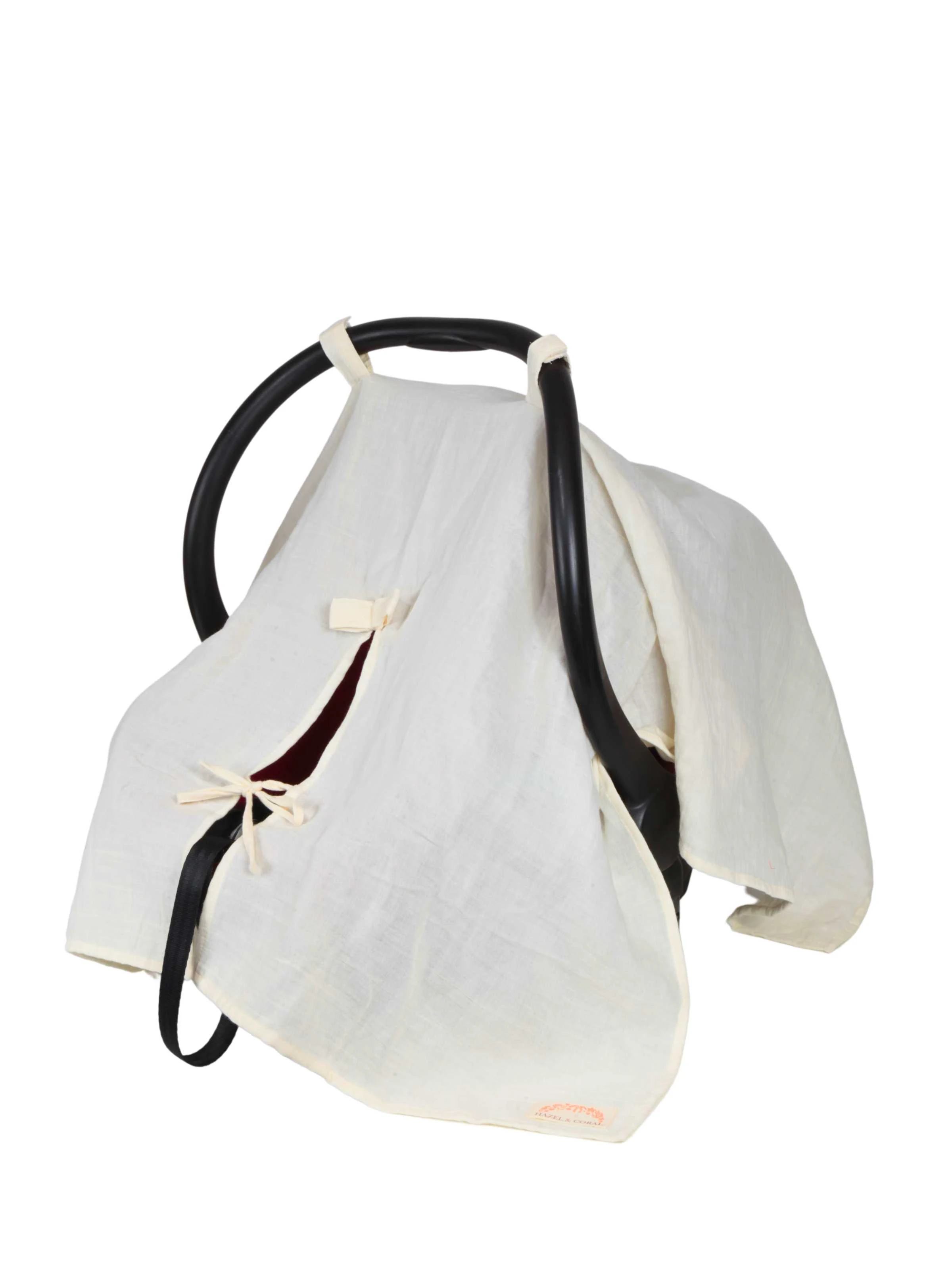 Çift Katlı Müslin Puset Örtüsü %100 Doğal Pamuklu Krem main variant image