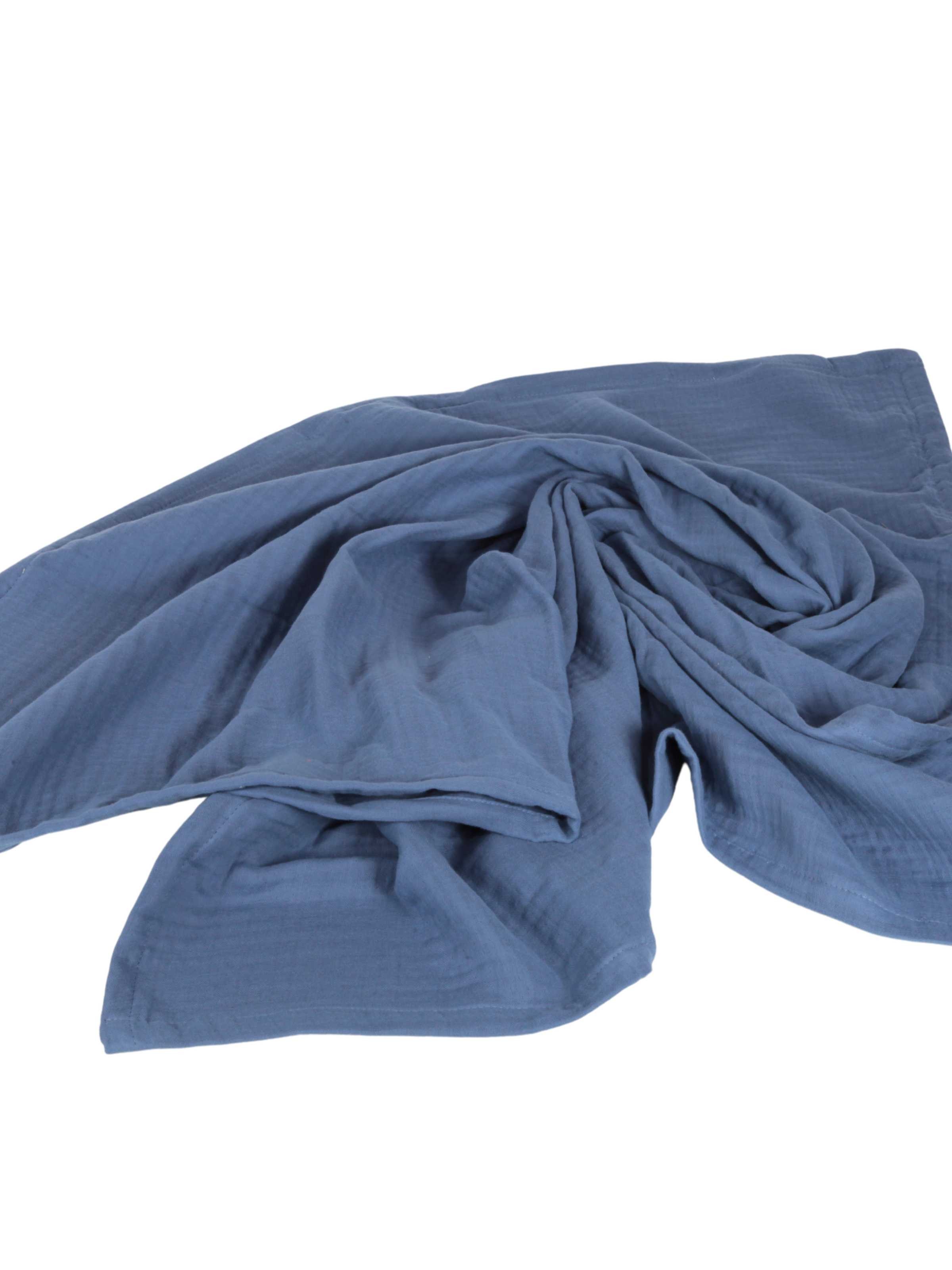 4 Katlı Müslin Bebek Örtüsü & Battaniyesi Indigo Mavisi