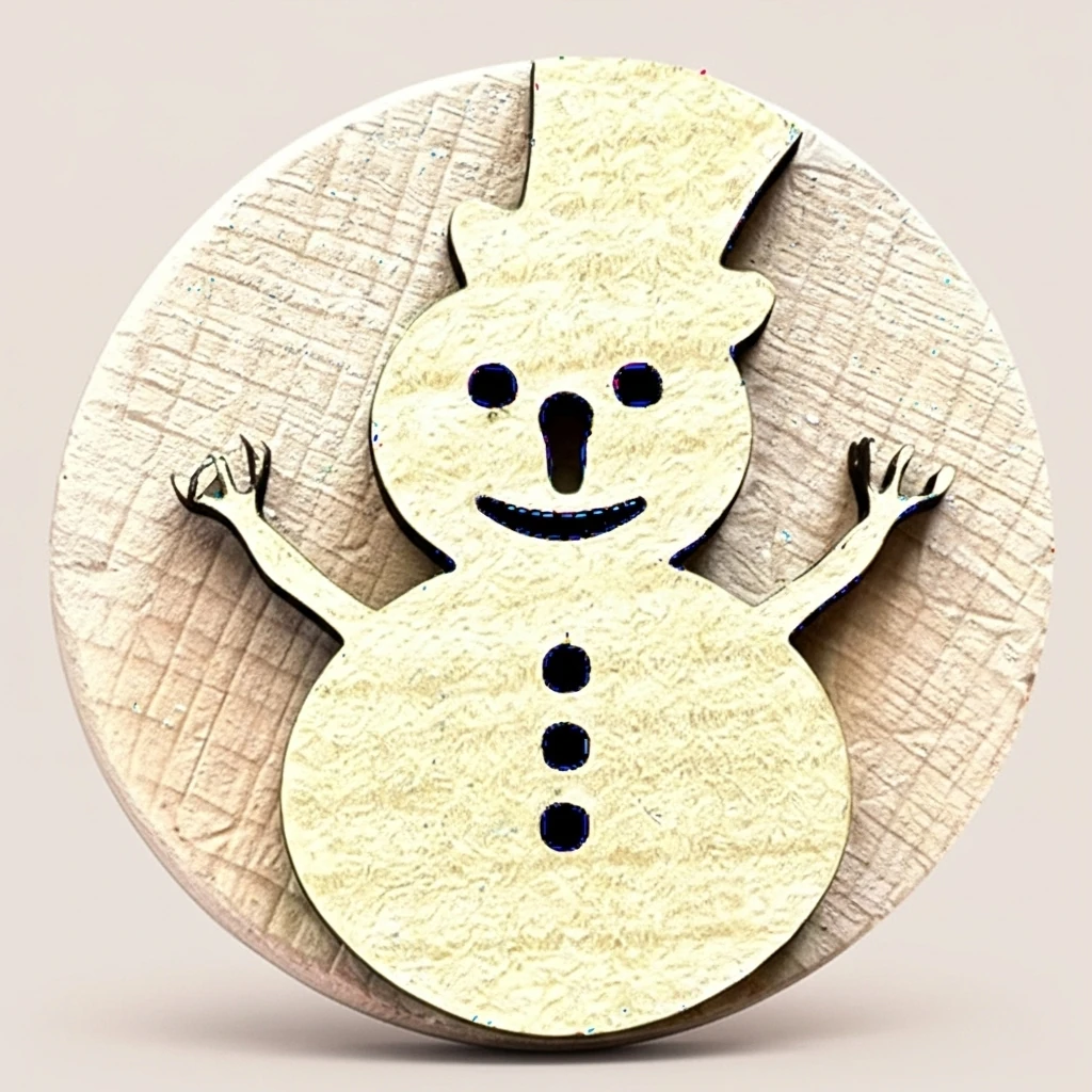 Doğal Ahşap Damga - Kardan Adam