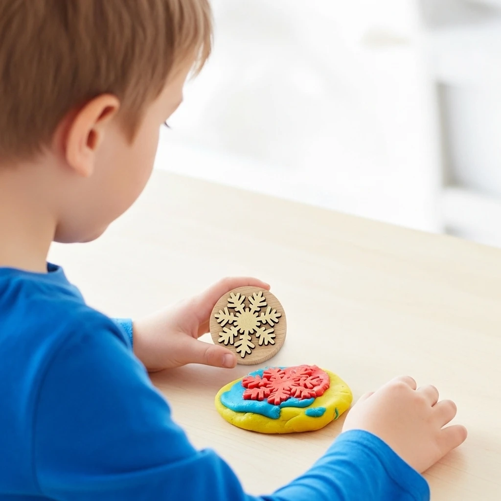 Doğal Ahşap Damga - Kar Tanesi