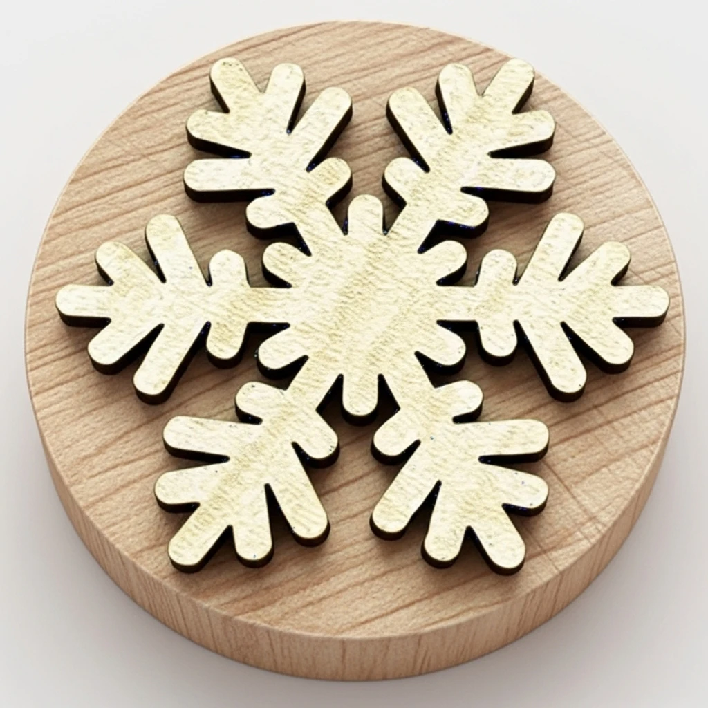 Doğal Ahşap Damga - Kar Tanesi