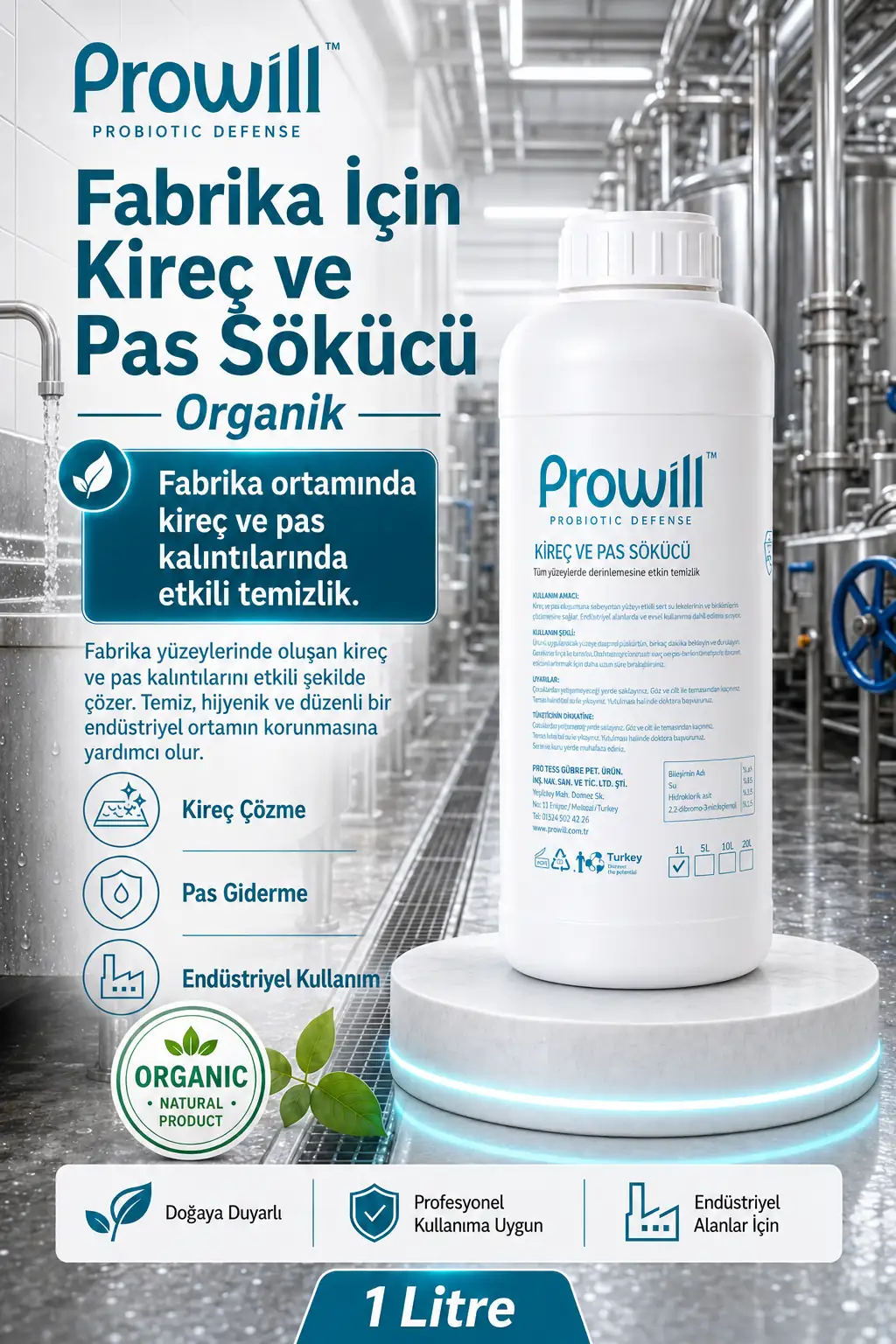 Prowill Fabrika İçin Organik Kireç ve Pas Sökücü