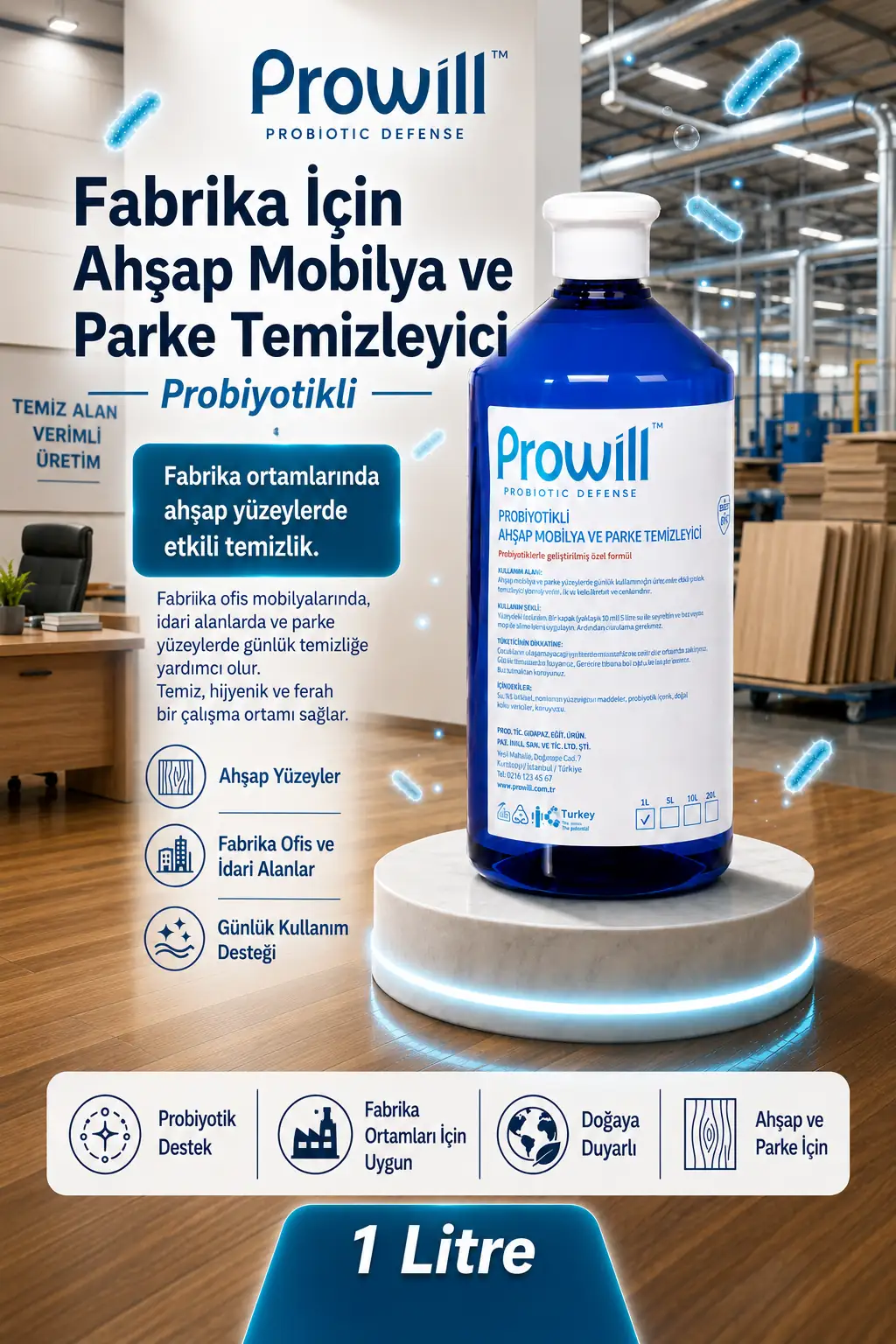 Prowill Fabrika İçin Probiyotikli Parke ve Ahşap Mobilya Temizleyici