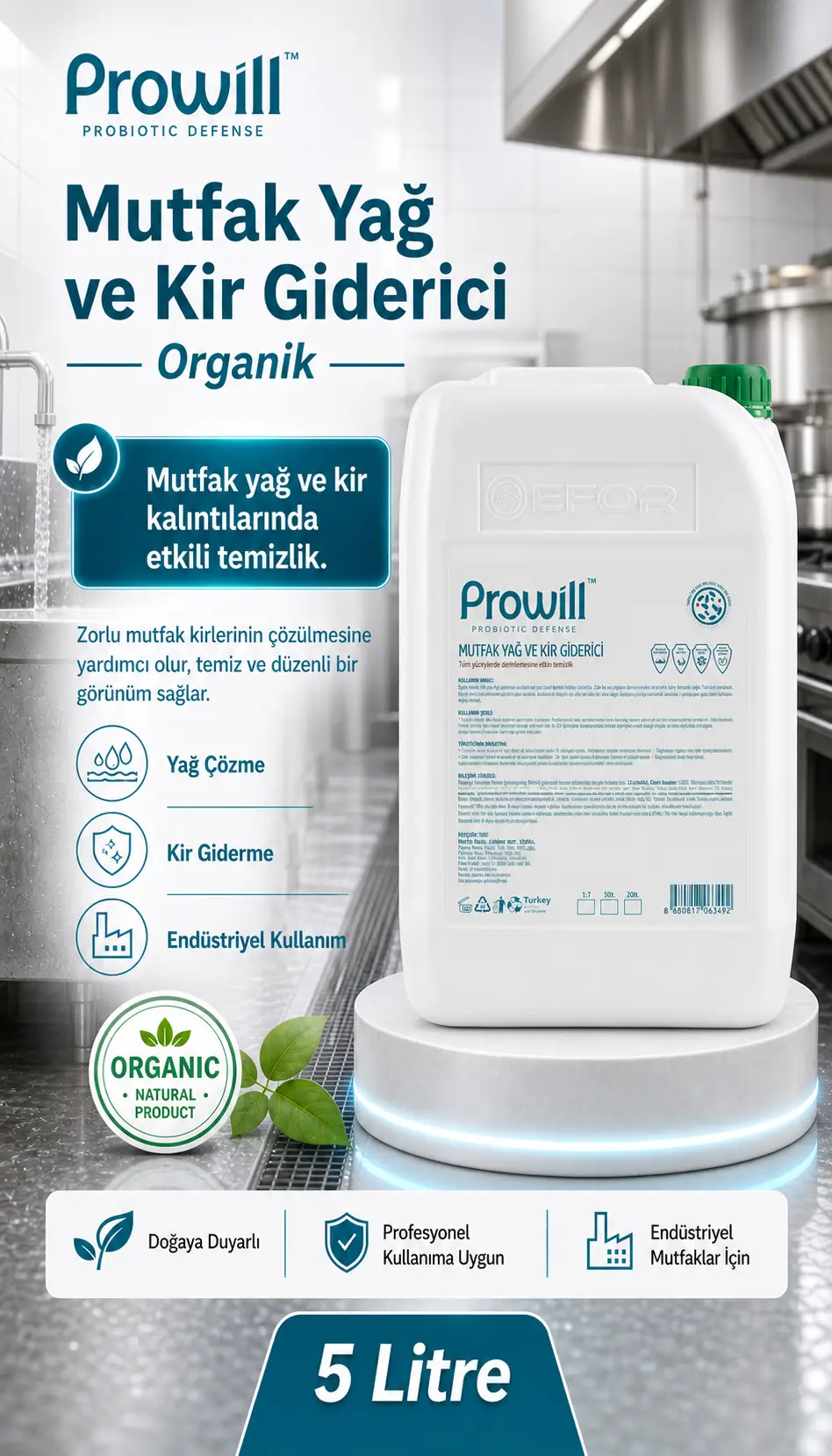Prowill Organik Endüstriyel Mutfak Yağ ve Kir Giderici: görsel 9