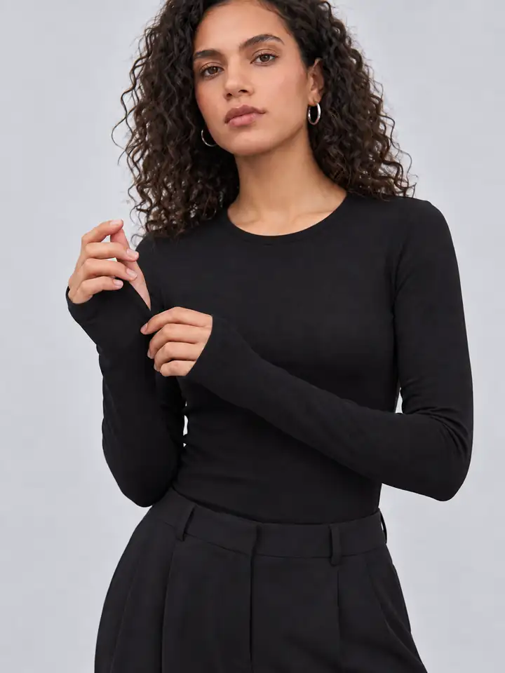 byTOROS 4305 siyah uzun kollu body