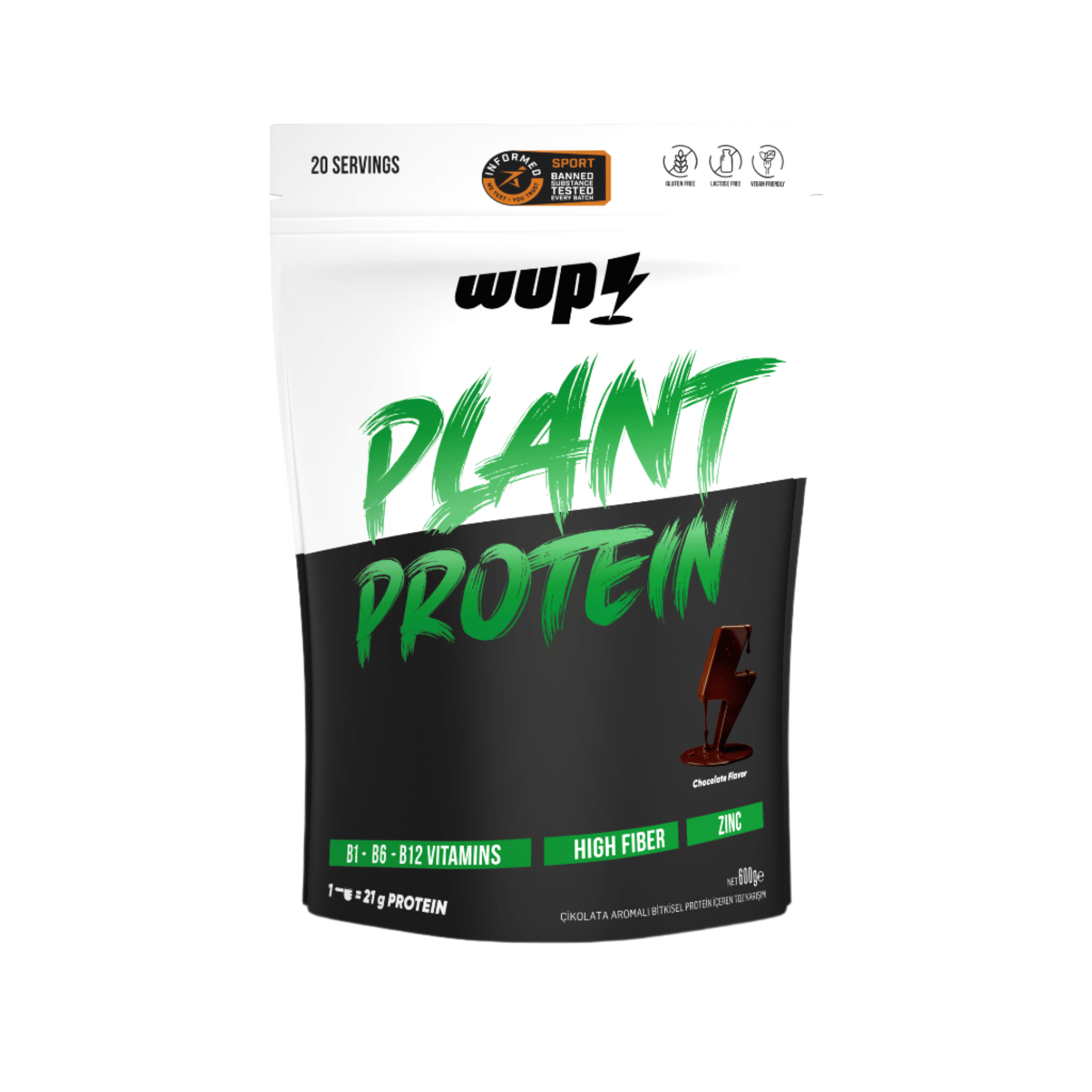 WUP Plant Protein - Kakao Aromalı - 600 Gram 20 Servis