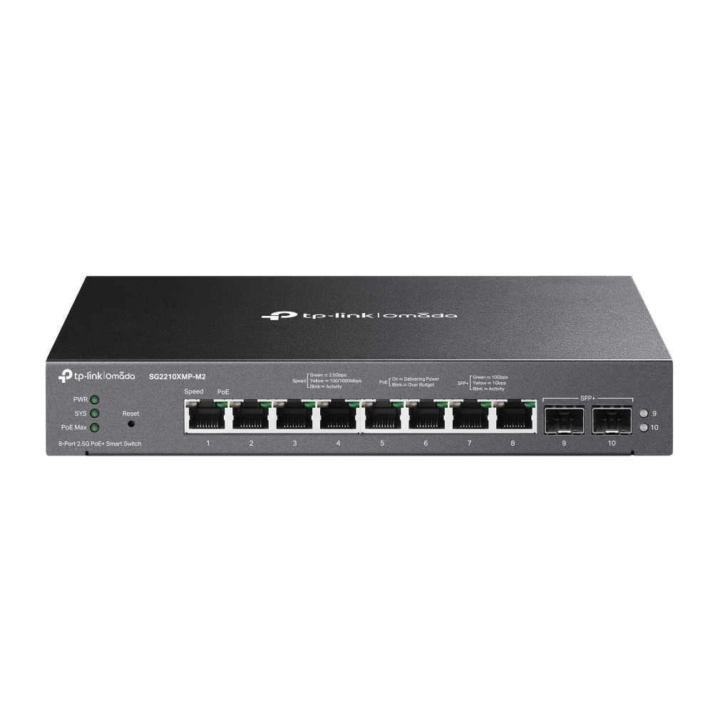 TP-LINK SG2210XMP-M2 Omada 8 Port POE+ 2.5G L2+ Yönetilebilir Switch + 2x 10GE SFP+
