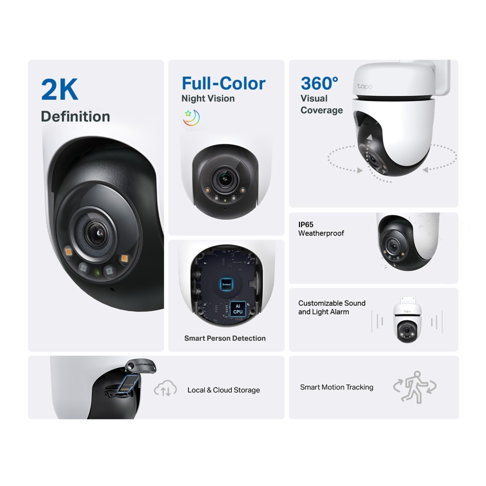 Tapo C510W Dış Mekan Yatay ve Dikey Wi-Fi Güvenlik Kamerası