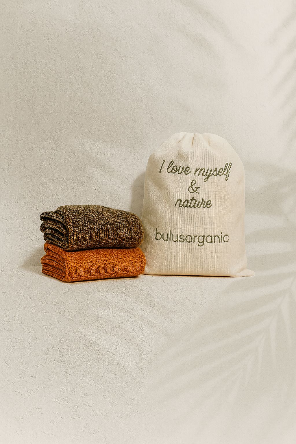 Pack of 2 Melange Brown, Orange Organic Sheep Wool Plain Women's Socks
