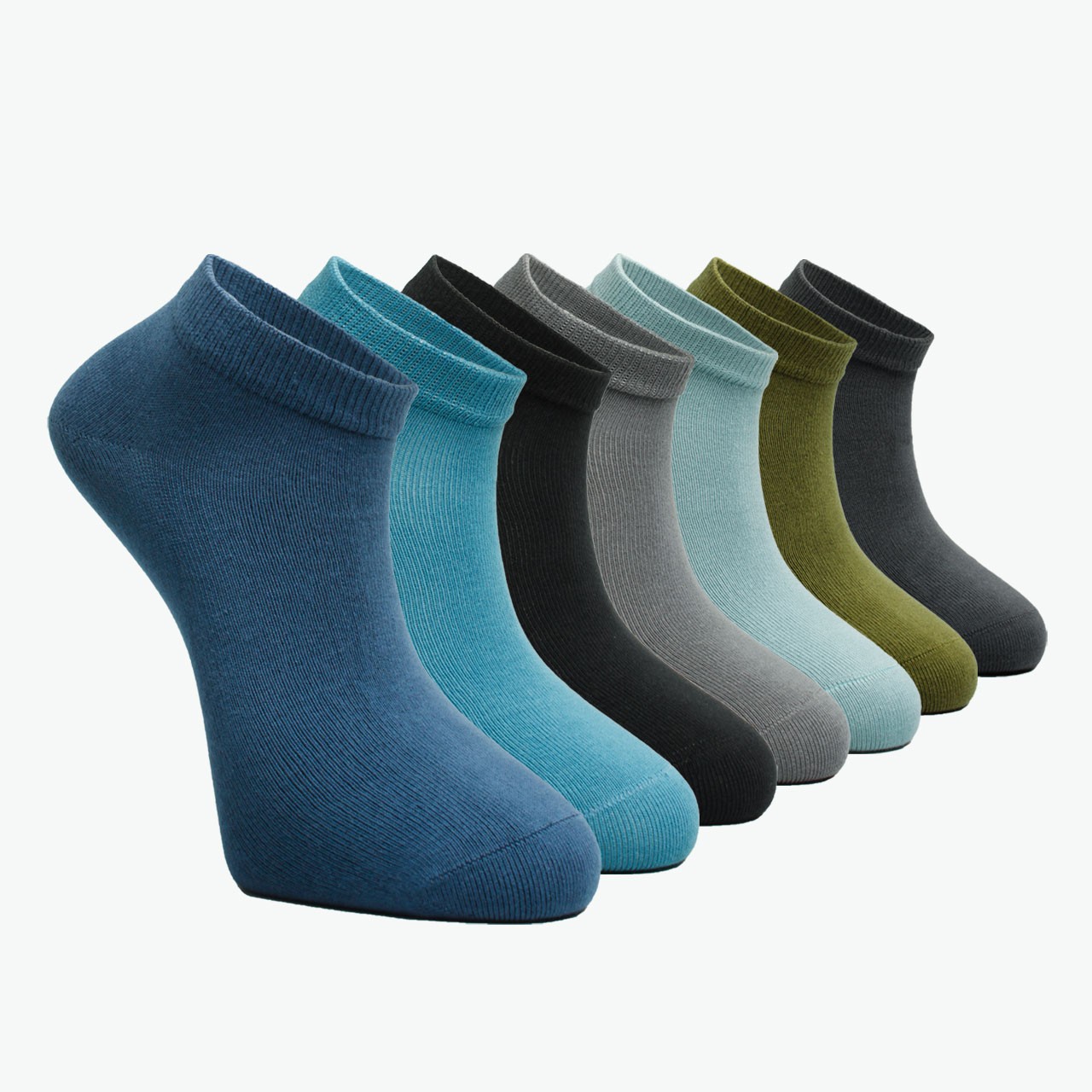 Pack of 7 Organic Combed Cotton Men's Booties Socks Dark Colors