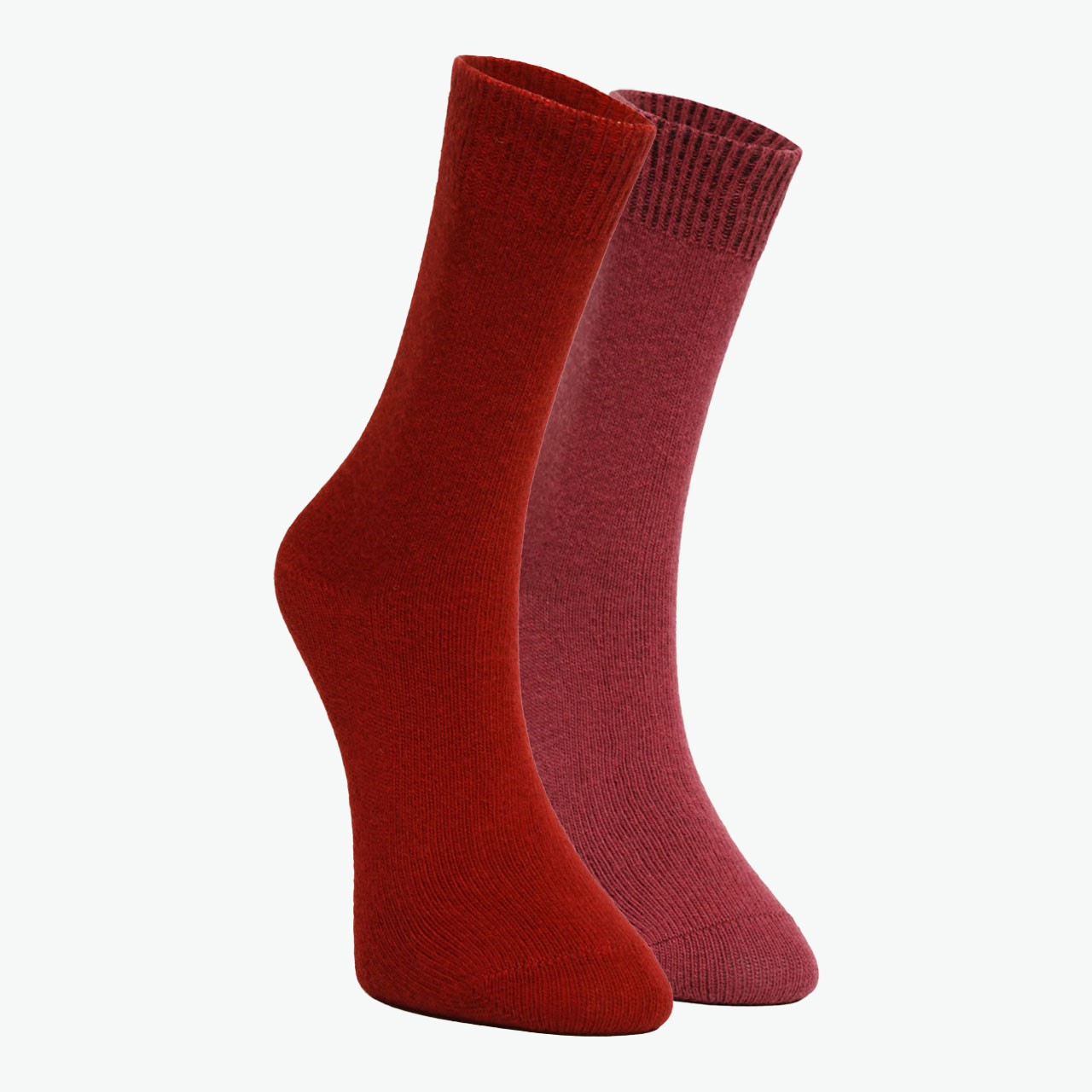Pack of 2 Wine, Fuchsia Organic Sheep Wool Plain Women's Socks