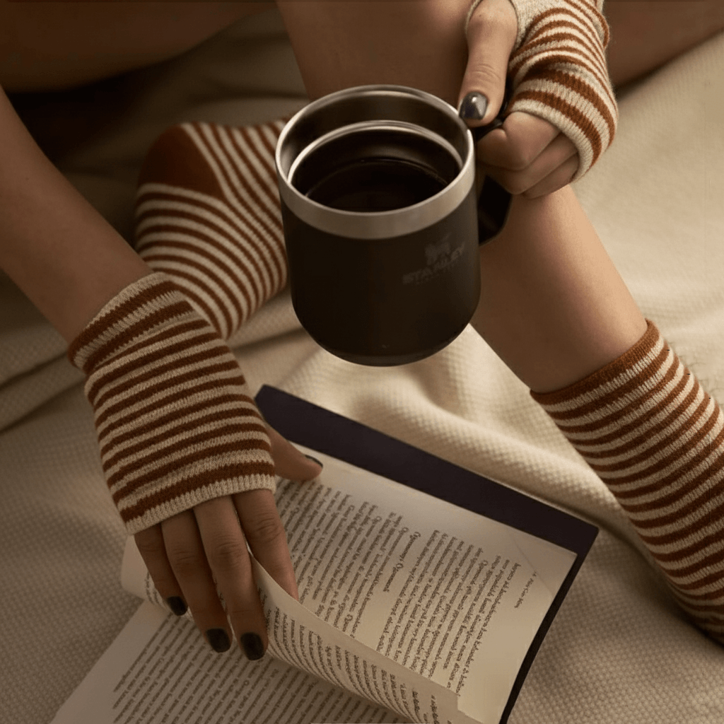 Set of 2 Organic Sheep Wool Gloves and Towel Socks