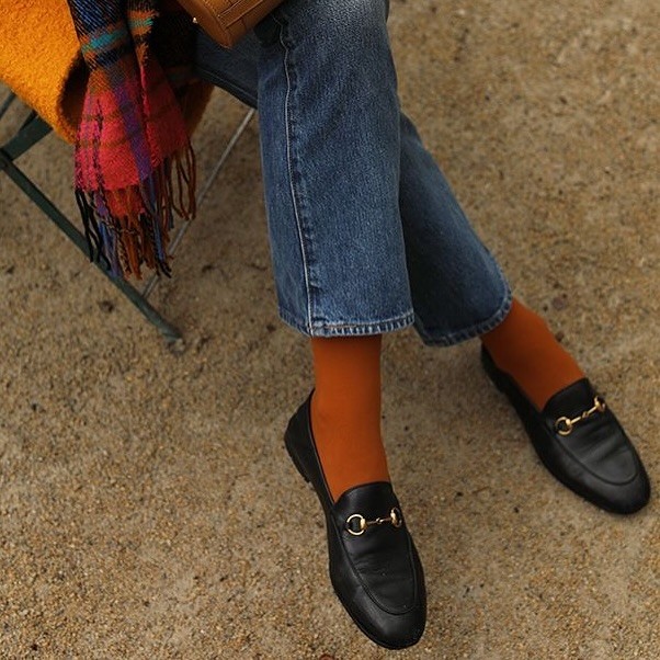Pack of 2 Melange Brown, Orange Organic Sheep Wool Plain Women's Socks