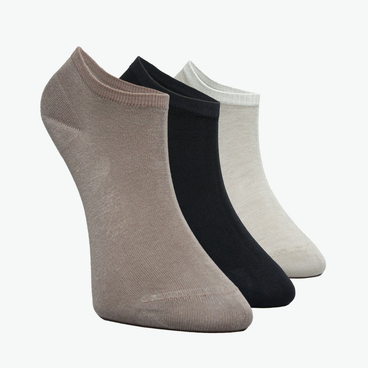 3 Pack Beige Assortment Viscose Women's Booties Socks