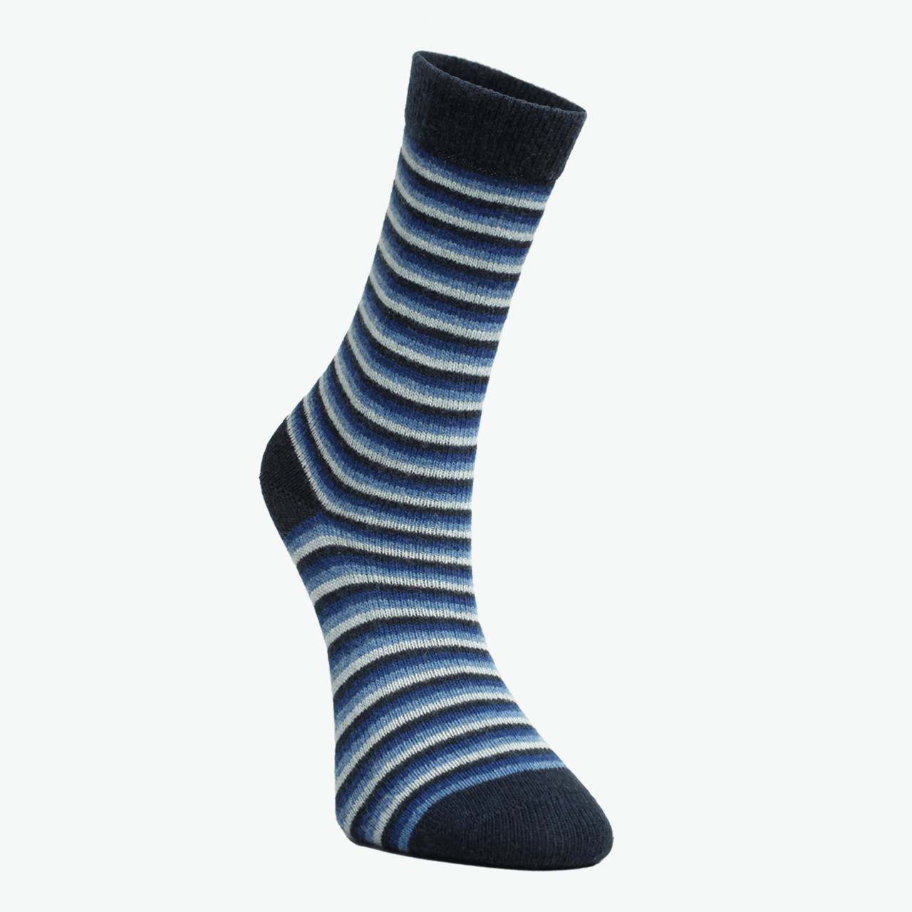 Pack of 2 Unisex Blue - Striped Winter Thick Organic Wool Socks