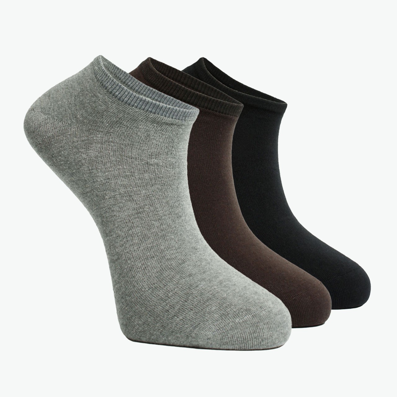 3 Pack Brown, Melange Smoked, Black Combed Cotton Men's Bootie Socks