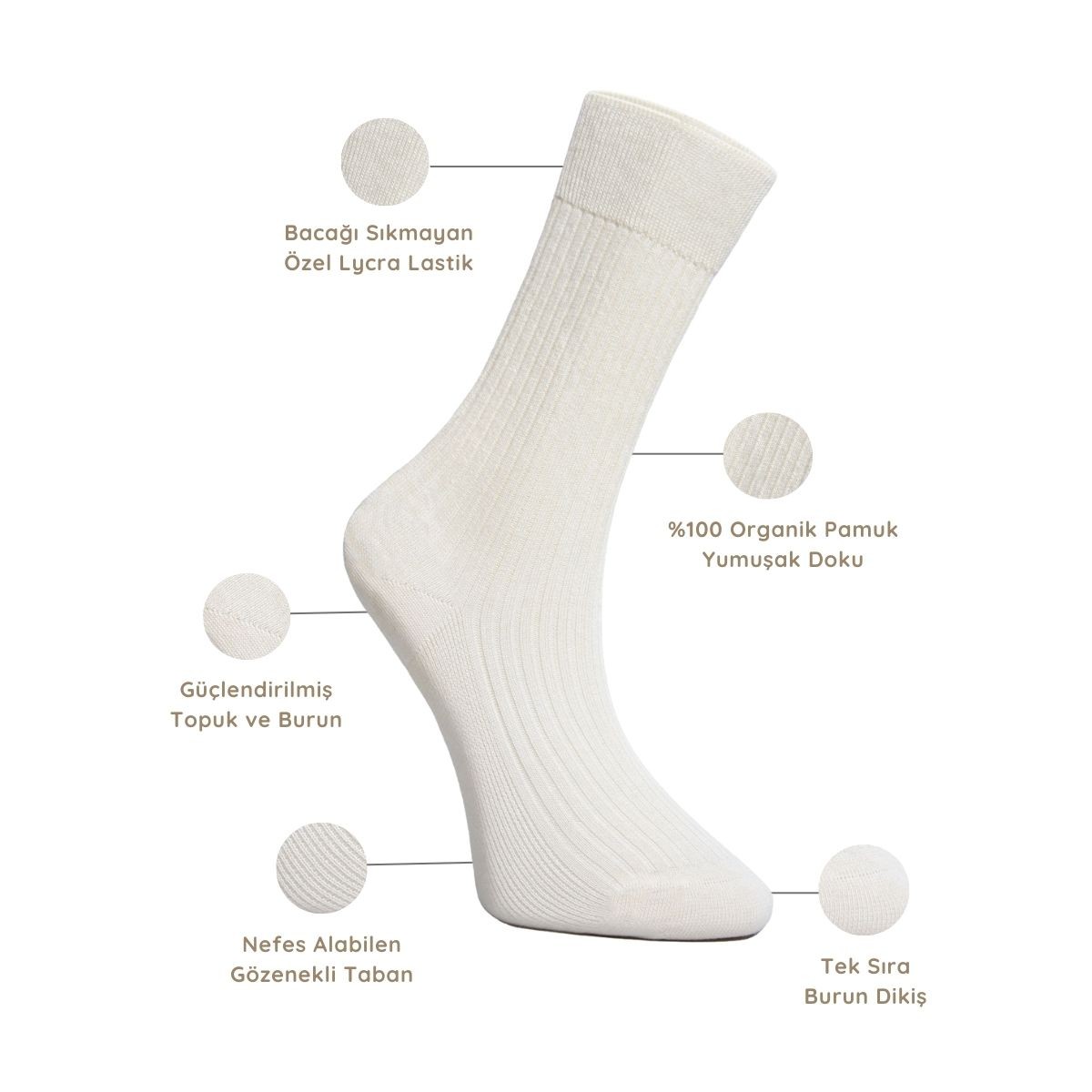 Pack of 6 - 100% Organic Sweat Socks - 🎁 Soap Gift