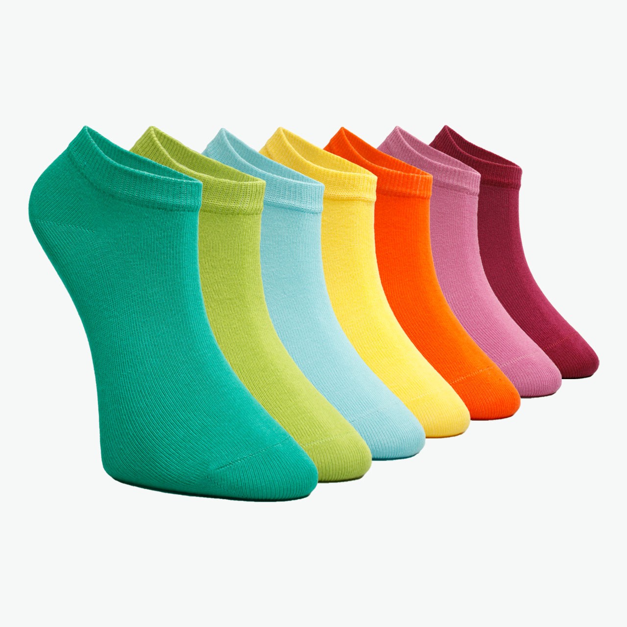 Pack of 7 Multi-Colored Organic Combed Cotton Women's Booty Socks
