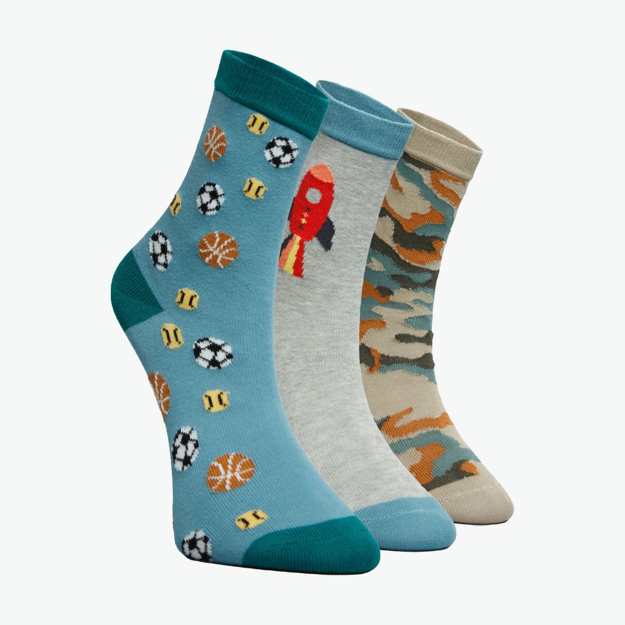 3-Piece Boy's Socket Mixed Socks