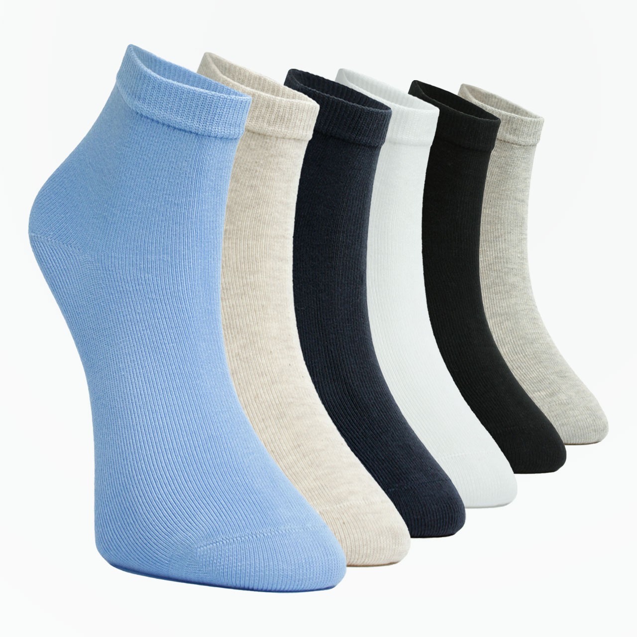 6-Piece Plain Short Socks for Boys
