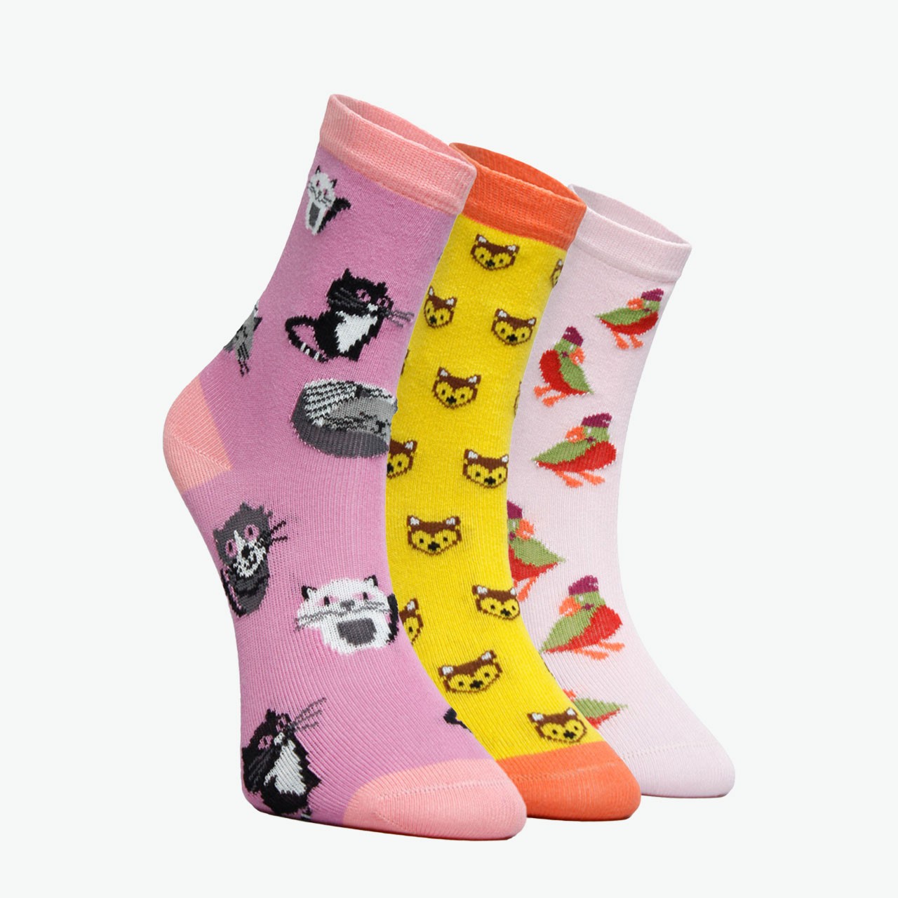 3 Pack Girl's Socket Colorful Animal Socks