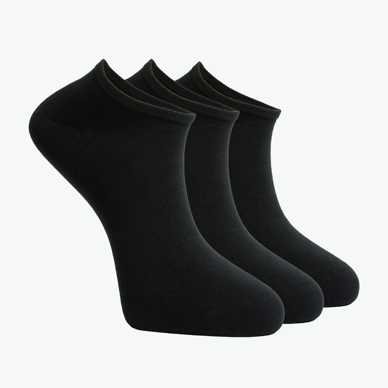 3 Pack Black Combed Cotton Men's Booties Socks