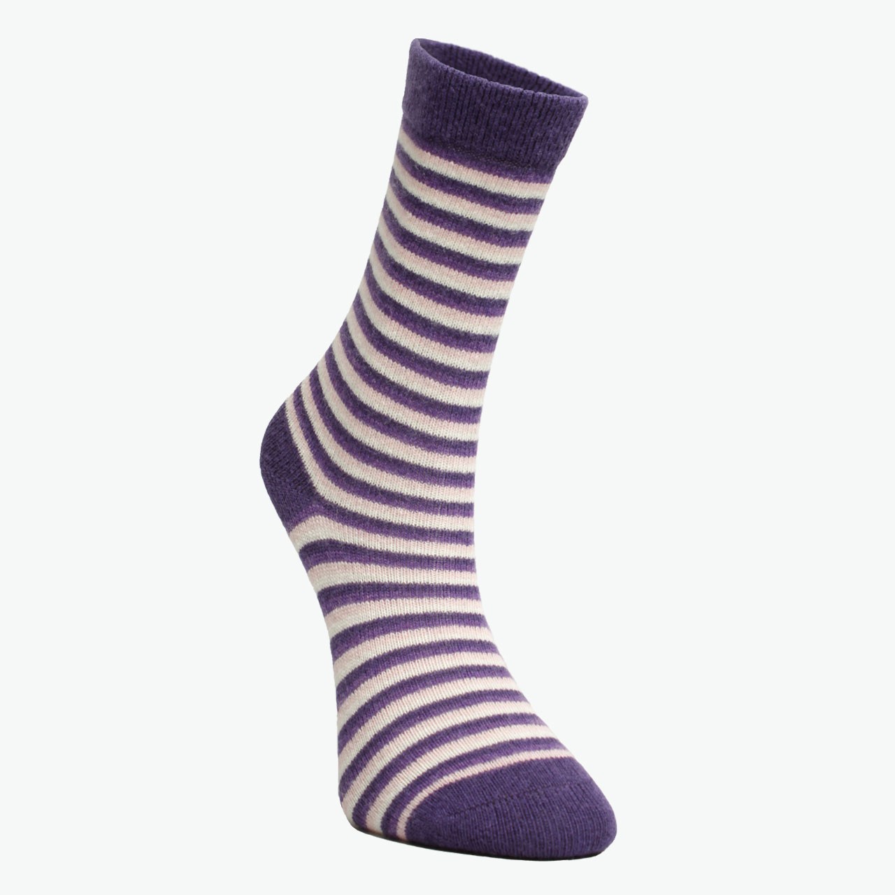 Pack of 2 Unisex Purple - Striped Winter Thick Organic Wool Socks