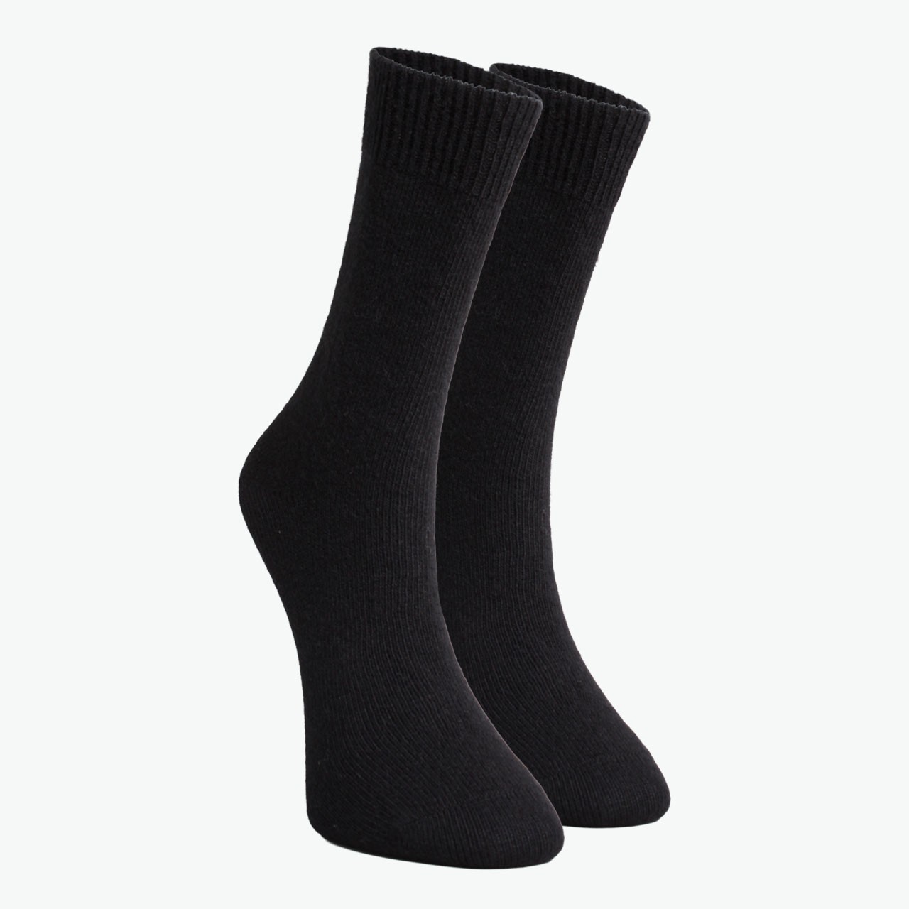 Pack of 2 Black Organic Sheep Wool Plain Women's Socks