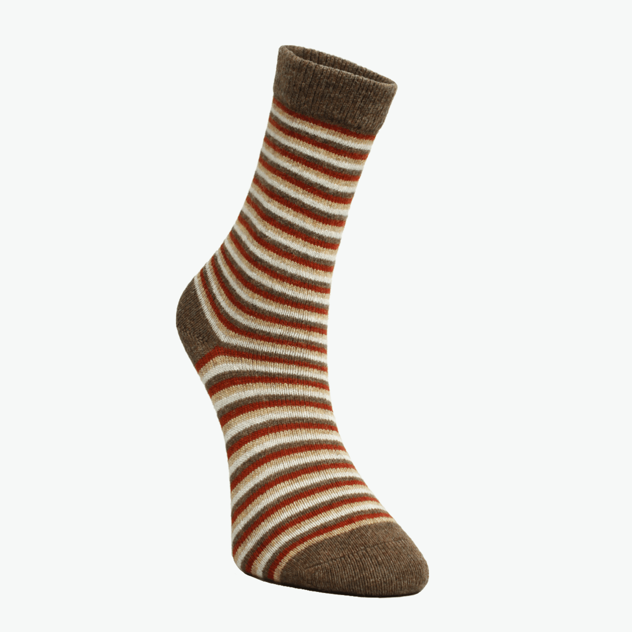 2 Pack Unisex Brown - Striped Winter Thick Organic Wool Socks