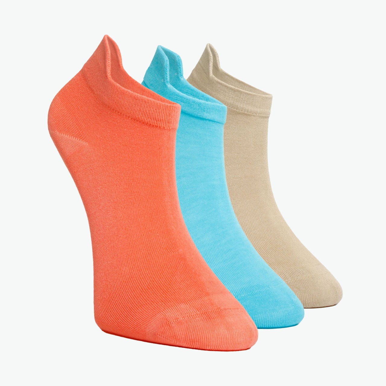 3-Piece Multi-Colored Viscose Women's Booties Socks with Special Heel Technology