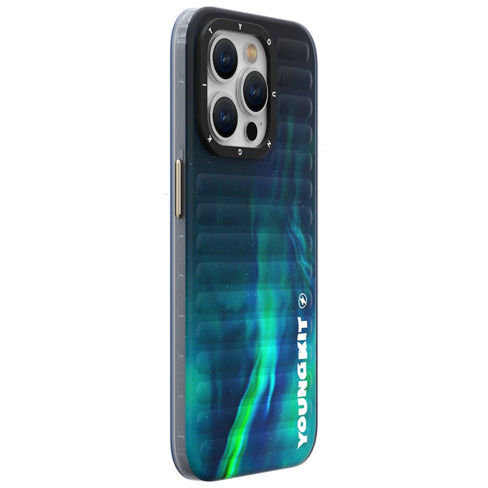 iPhone 15 Kılıf Kuzey Işıkları Desenli Youngkit Aurora Serisi Kılıf