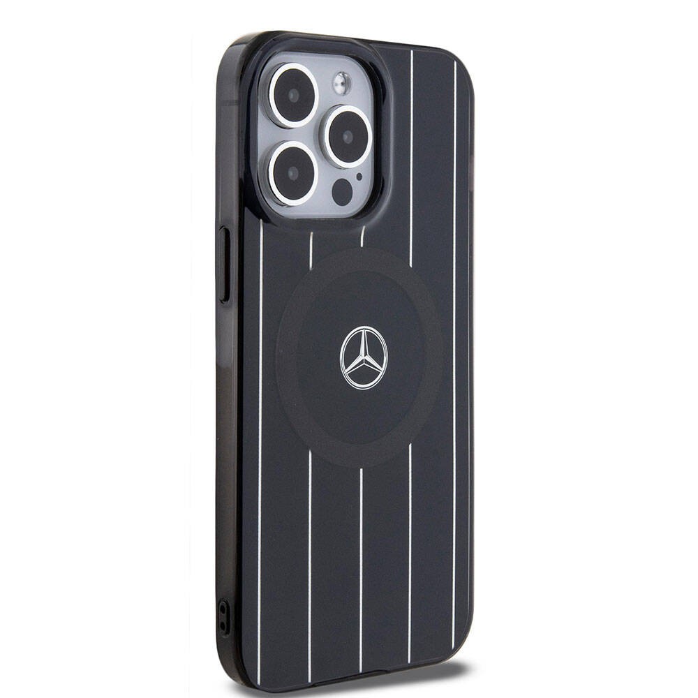 iPhone 15 Pro Max Kılıf Mercedes Benz Orjinal Lisanslı Magsafe Şarj Özellikli Çift Katmanlı Paralel Çizgi Desenli Kılıf