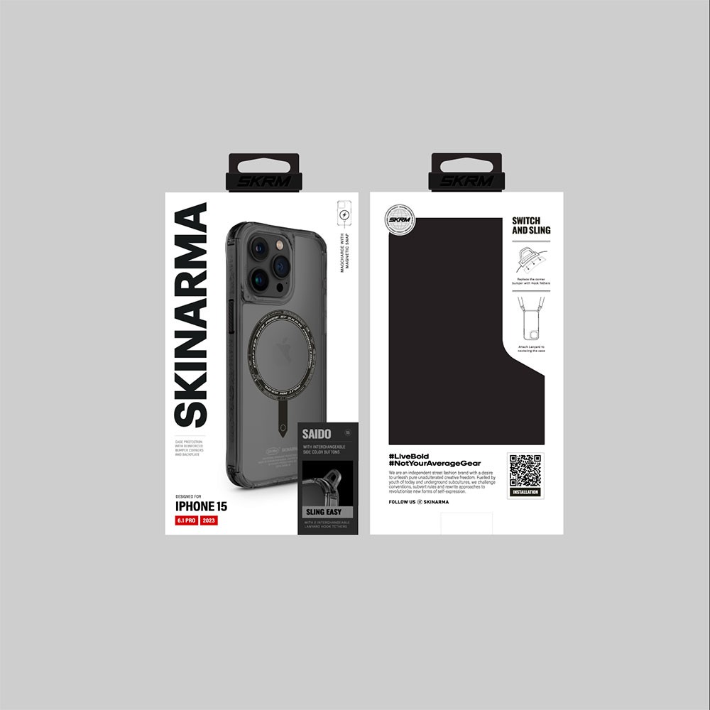 iPhone 15 Pro Kılıf SkinArma Şeffaf Airbag Tasarımlı Magsafe Şarj Özellikli Saido Kılıf