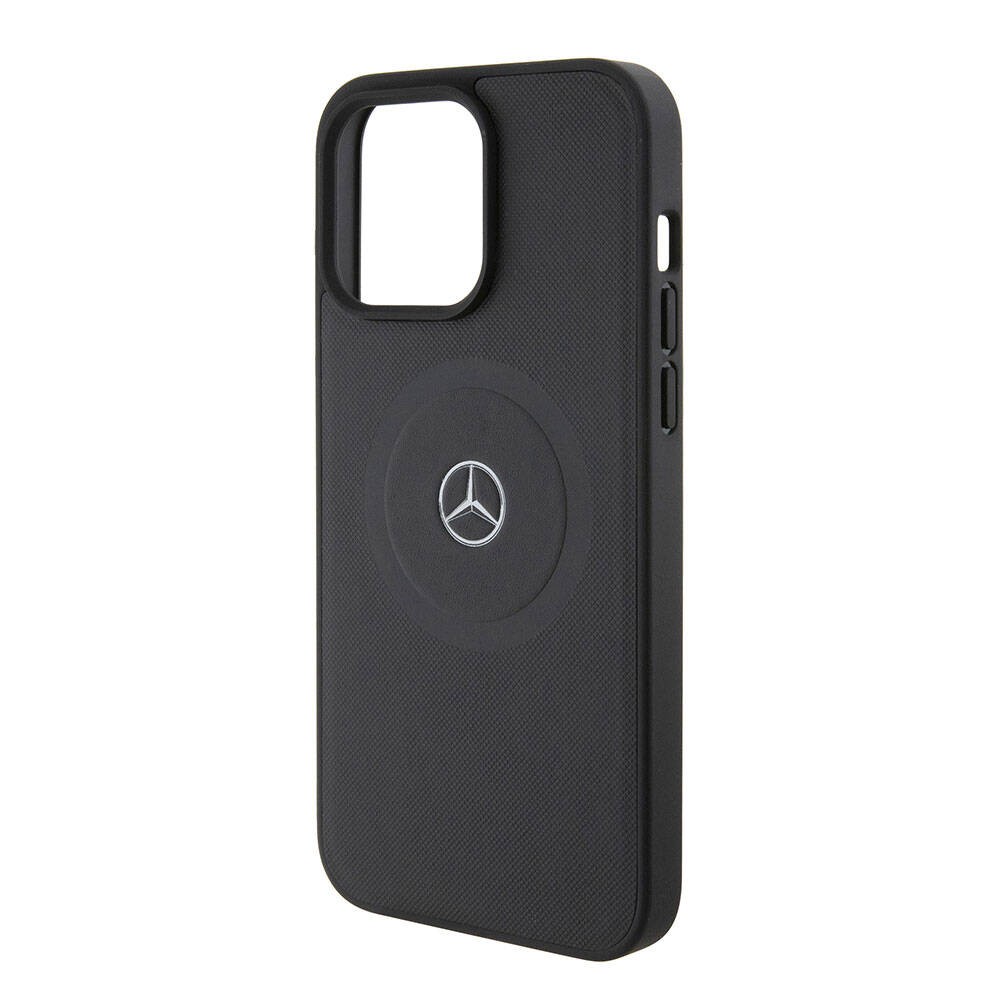 iPhone 15 Pro Max Kılıf Mercedes Benz Orjinal Lisanslı Magsafe Şarj Özellikli Pike Desenli Baskı Logolu Deri Kılıf
