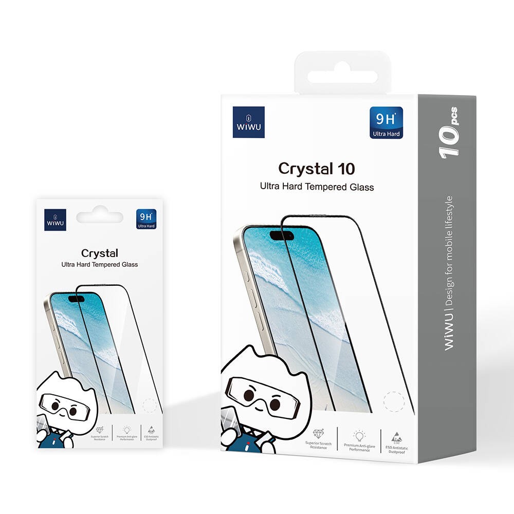 iPhone 14 Pro Wiwu GT-008 Polimer Oleofobik Kaplama Şeffaf Pürüzsüz Temperli Cam Ekran Koruyucu 10'lu Paket