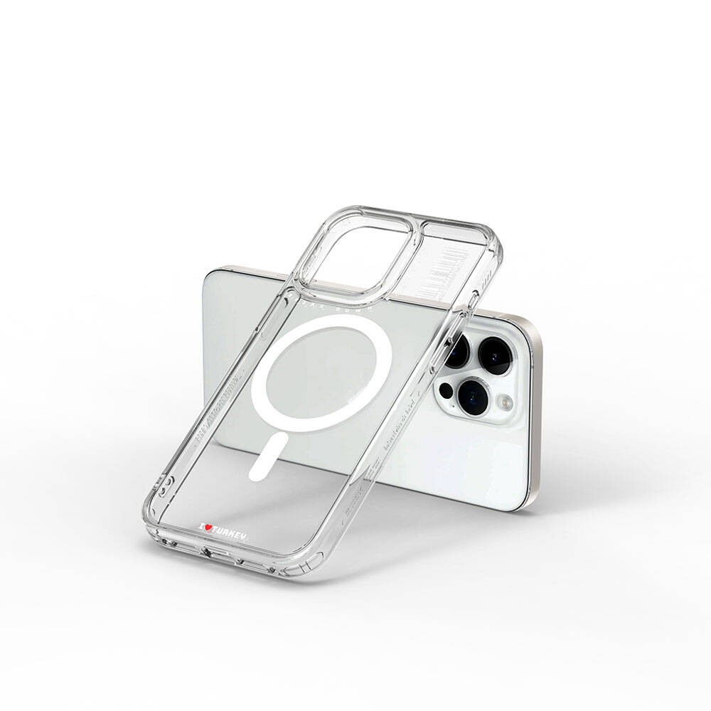 iPhone 15 Pro Kılıf Magsafe Şarj Özellikli Şeffaf Transparan Wiwu Turkey D Serisi Kılıf