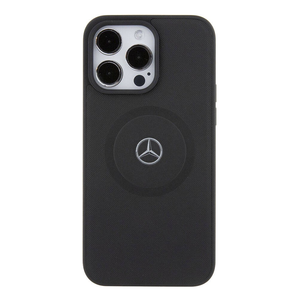 iPhone 15 Pro Max Kılıf Mercedes Benz Orjinal Lisanslı Magsafe Şarj Özellikli Pike Desenli Baskı Logolu Deri Kılıf