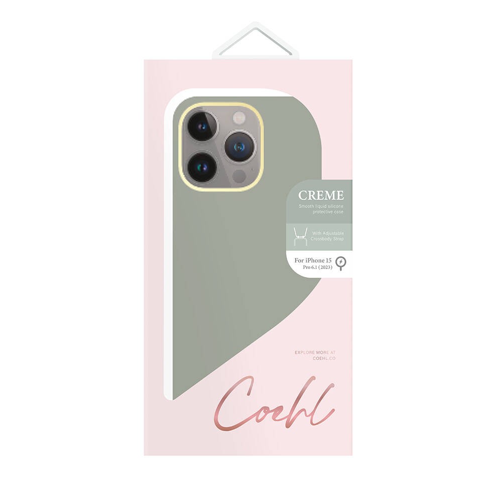 iPhone 15 Pro Kılıf Magsafe Şarj Özellikli Soft Pürüzsüz Yüzey Askı İpli Coehl Creme Kılıf