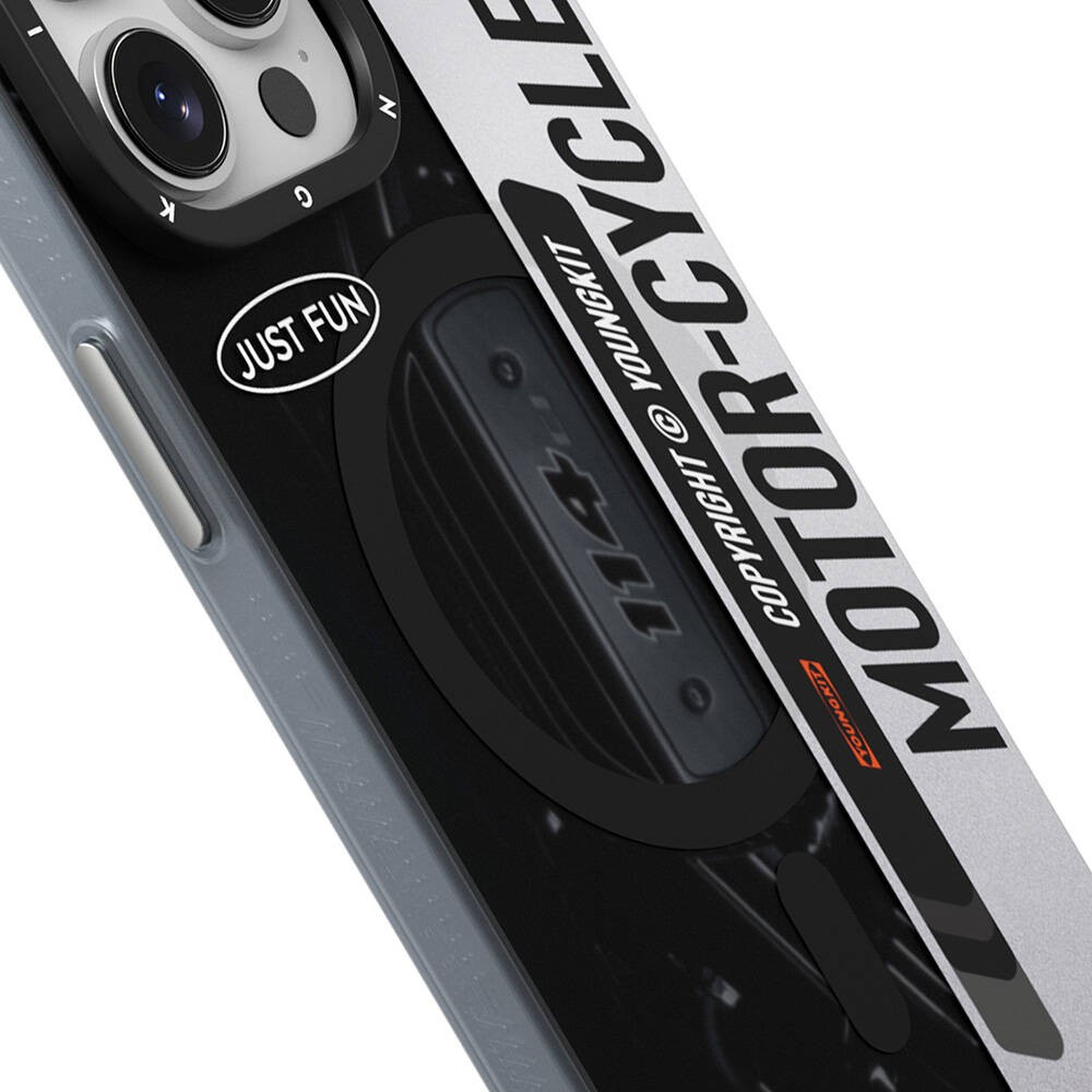 iPhone 15 Pro Max Kılıf Magsafe Şarj Özellikli YoungKit Motorcycle Legend Serisi Kılıf