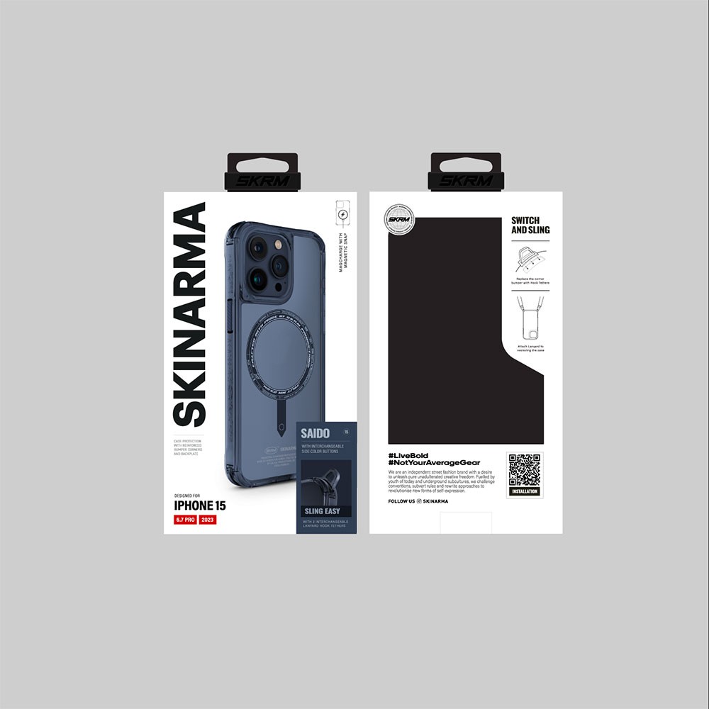 iPhone 15 Pro Kılıf SkinArma Şeffaf Airbag Tasarımlı Magsafe Şarj Özellikli Saido Kılıf