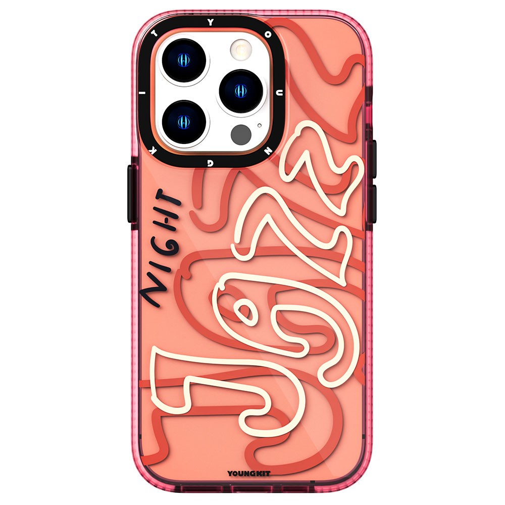 iPhone 14 Pro Max Kılıf Şeffaf Renkli Yazı Temalı Tasarım YoungKit Jazz Serisi Kılıf